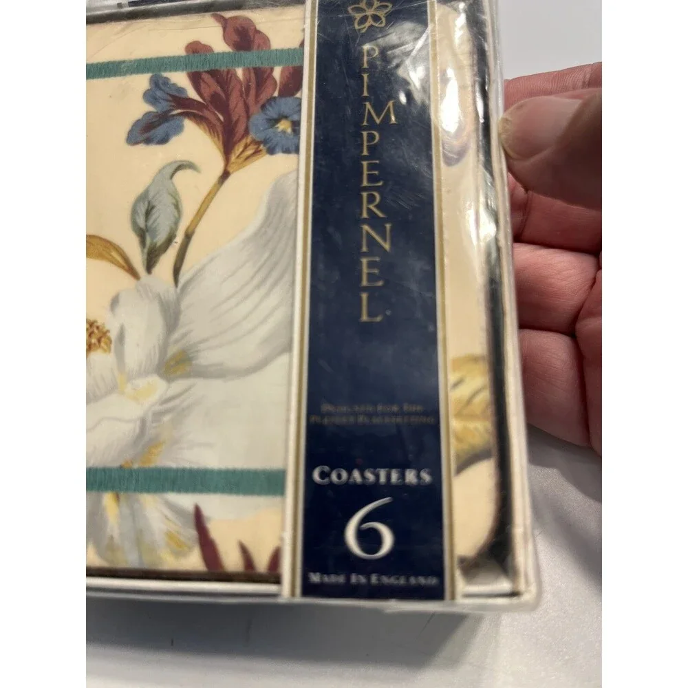Pimpernel 4” Coasters 6pc Floral Flowers England - New Sealed